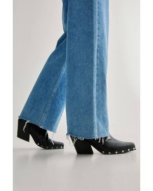 Nasty Gal Studded Faux Leather Pointed Toe Ankle Boot - Blue