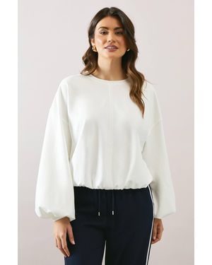Wallis Bubble Hem Jersey Top - White