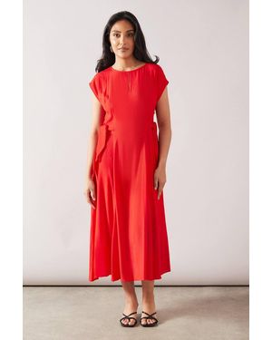 Wallis Petite Viscose Tie Waist Midaxi Dress - Red