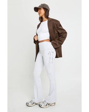 Boohoo Basic Fold Over Waist Flare Legging - White