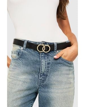 Boohoo Double Ring Detail Boyfriend Belt - Blue