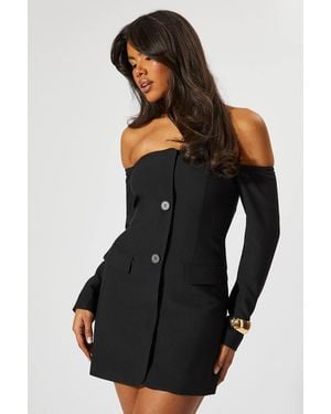 MissPap Tailored Bandeau Long Sleeve Blazer Dress - Black