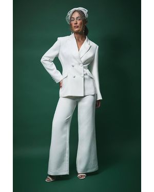 Coast Lisa Tan Bridal Wide Leg Tailored Pants - Green