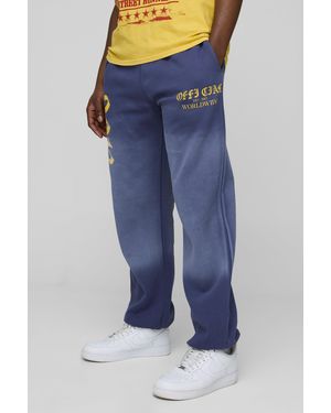BoohooMAN Relaxed Official Spray Wash Sweatpants - Blue