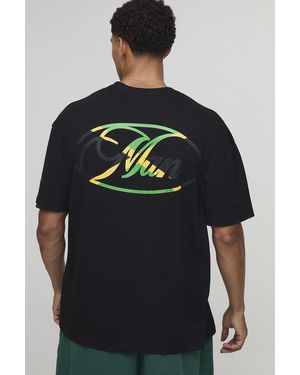 BoohooMAN Black Oversized Man Script Carnival T-shirt