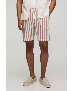 BoohooMAN Elasticated Waist Relaxed Fit Crochet Shorts - White