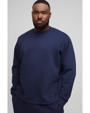 BoohooMAN Plus Basic Regular Fit Crew Neck Sweatshirt - Blue