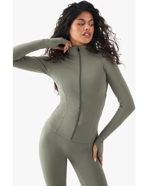 BoohooMAN Dsgn Studio Ultra Sculpt Zip Through Jacket - Green