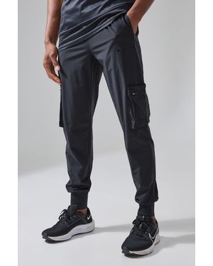 BoohooMAN Man Active Gym gerippte Cargo-Hose - Schwarz