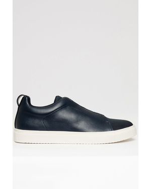 BoohooMAN Threadbare Faux Leather Elastic Lace Slip On Trainers - Blue