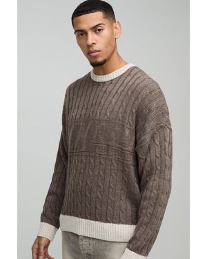 Boohoo Jersey Oversize De Punto En Ochos Recto - Marrón