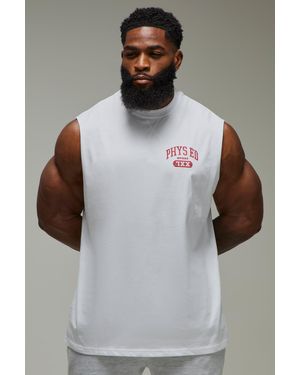 BoohooMAN Active Phys Ed Oversized Tank - Gray