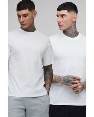 Boohoo Pack De 2 Camisetas Tall Básicas - Blanco