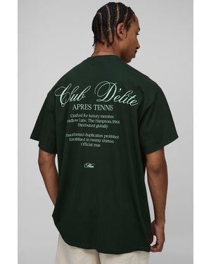 BoohooMAN Oversized Apres Tennis Print T-Shirt - Green