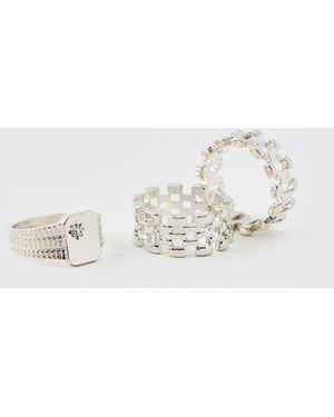 BoohooMAN 3 Pack Silver Jubilee Bands Rings - Metallic