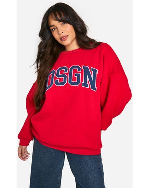 BoohooMAN Plus Dsgn Studio Applique Sweatshirt - Red