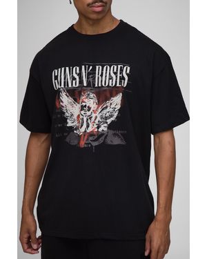 BoohooMAN Oversized Guns N Roses License Printed T-Shirt - Black