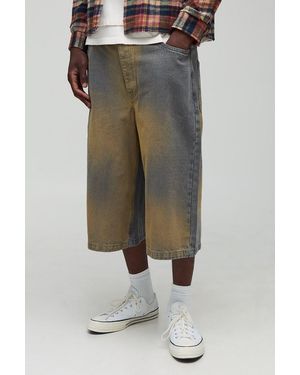 BoohooMAN Tall Relaxed Fit Extreme Sun Bleached Wash Longline Jorts - Grau