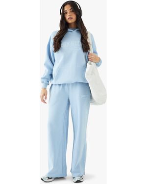 BoohooMAN Dsgn Studio Sports Club Applique Straight Leg Jogger - Blue
