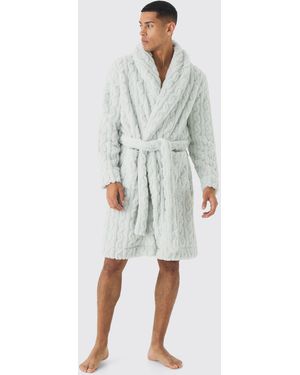BoohooMAN Zopfmuster Fleece-Morgenmantel - Grau