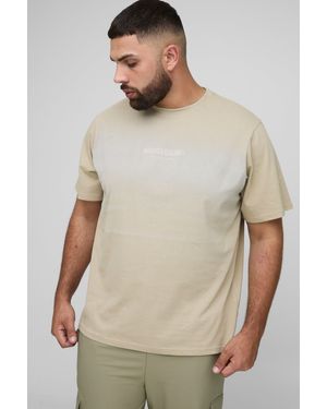 BoohooMAN Plus Limited Edition Print Spay Wash Regular Fit T-Shirt - Natural