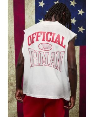 BoohooMAN Oversized Extended Neck Spray Washed Tank - Pink