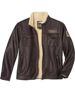 BoohooMAN Atlas For Men Aviator Faux Suede Jacket - Black