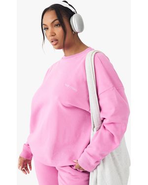BoohooMAN Plus Dsgn Studio Embroidered Oversized Sweatshirt - Pink