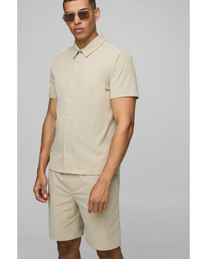 Technic Regular Fit Al Stretch Shirt & Comfort Short Set - Natural