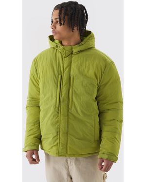 Boohoo Oversized Ripstop Nylon Hooded Parka In Khaki in Green Lyst