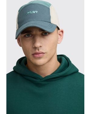 BoohooMAN Lightweight Nylon Panel Cap - Green