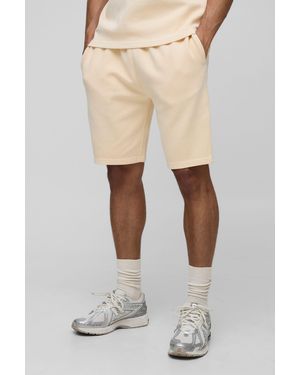 Boohoo Slim Washed Rib Shorts - Natural