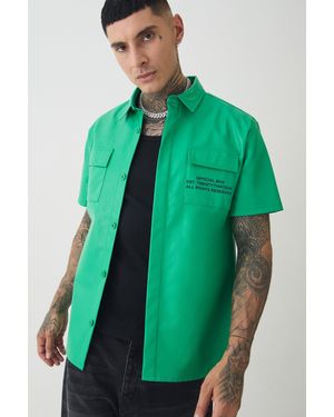 BoohooMAN Tall Pu Two Pocket Shirt In Green