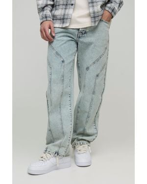 Boohoo Vaqueros Holgados Sin Tratar Con Detalle De Costuras - Azul