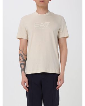 BoohooMAN Ea7 Tshirt Embroidered Logo - Beige T-shirts - White