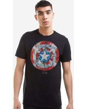 BoohooMAN Marvel Captain America Shield Sketch T-shirt - Black