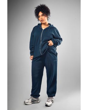 BoohooMAN Plus Dsgn Studio Embroidered Cuffed Oversized Jogger - Blue