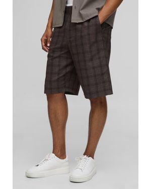 Boohoo Elasticated Waist Baggy Fit Long Flannel Shorts - Black