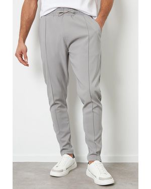 BoohooMAN Threadbare 'swinton' Luxe Pull-on Seam Detail Stretch Trousers - Grey