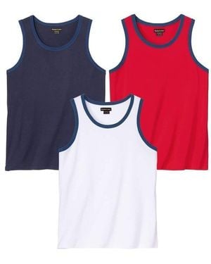 BoohooMAN Atlas For Men Sporty Cotton Vest Top (pack Of 3) - Red