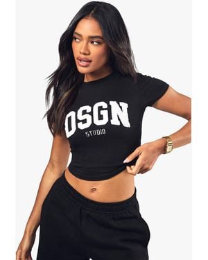 BoohooMAN Dsgn Studio Towelling Applique Fitted T-shirt - Black