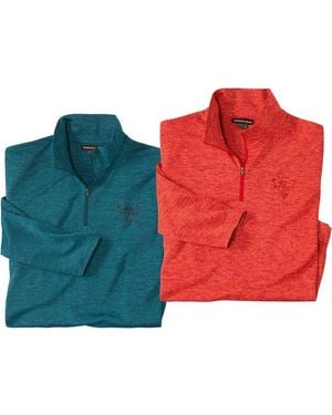 BoohooMAN Atlas For Men Zip Neck Sweatshirt Pack Of 2 - Red