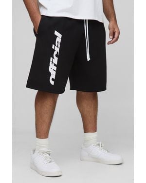 Boohoo Plus Oversized Official Print Panel Jersey Shorts - Negro