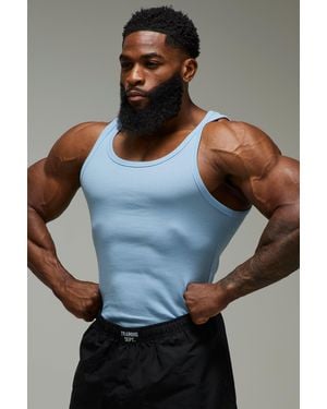 Boohoo Top Sin Mangas Man Active Deportivo De Canalé Ajustado Al Músculo - Gris