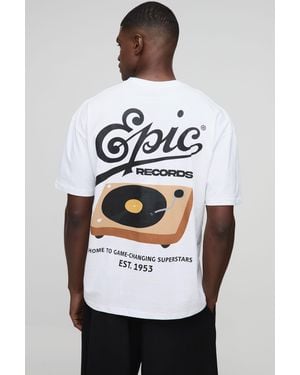 BoohooMAN Oversized Epic Records License Graphic T Shirt - Gray