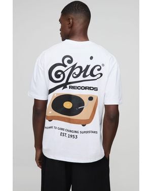 BoohooMAN Oversized Epic Records License Graphic T Shirt - Gray