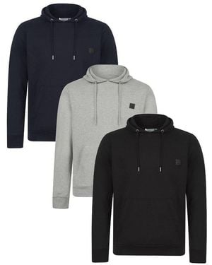 BoohooMAN Tokyo Laundry 3-pack Hooded Sweatshirts With Logo Badge - Black