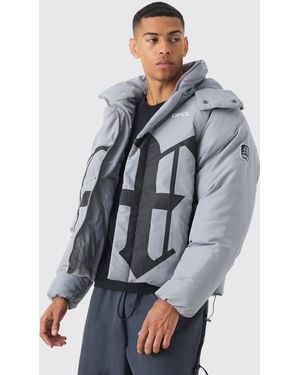 BoohooMAN Gothic M Extreme Heavy Filled Hooded Puffer Coat - Grey