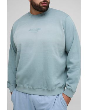 BoohooMAN Plus Limited Edition Print Spay Wash Regular Fit Jumper - Blue