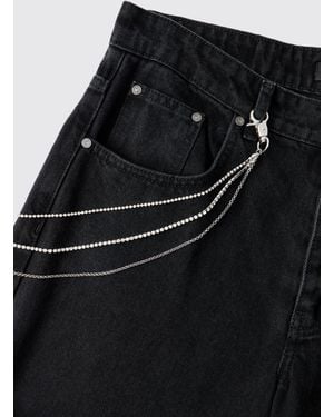 BoohooMAN Iced Jean Chain - Black